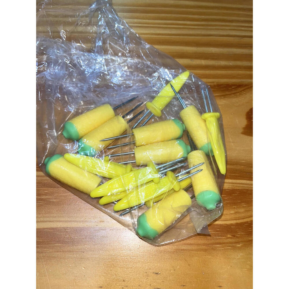 Vintage Corn on the Cob Holders Skewers Set Of 7 Yellow